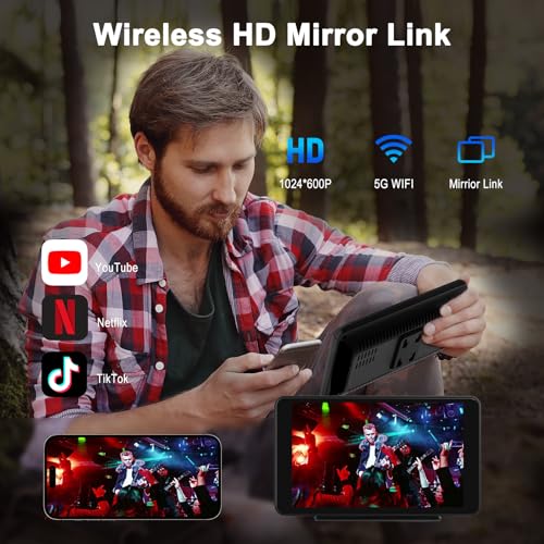 Image of plimpton 2025 Upgraded Portable Carplay Android Auto Screen for Car, 7 Inch IPS Touch Screen Wireless Car Play Driveplay Multimedia Player with Voice Control, BT, Mirror Link for All Vehicle