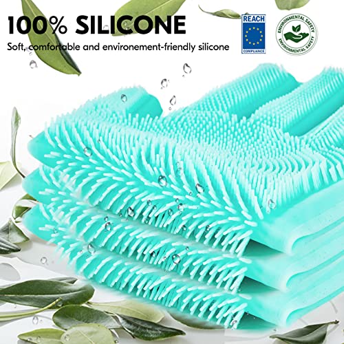 Vgo... Vgo 1-Pair Dishwashing Cleaning Sponge Gloves Reusable Silicone Brush Scrubber Gloves Heat Resistant (Size L, Pink Blue, Si2142) #TOP1