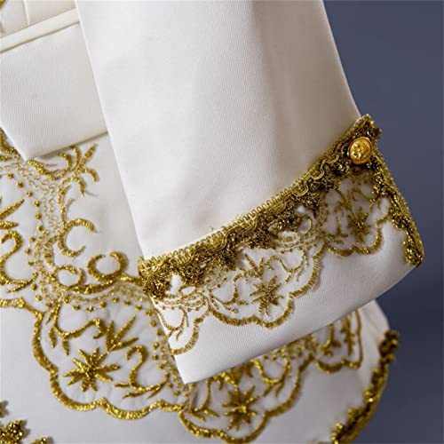 Men Court Embroidery Suits 3 Piece Casual Dress Suit Gold Prince Print Blazer Set Stylish Blazer & Vest & Pants3