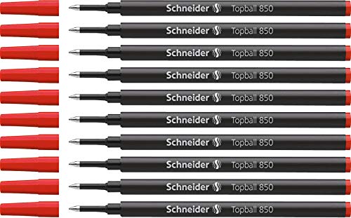 Schneider Topball 850 recharge stylo roller rouge 0,5 mm encre fluide lot de 10