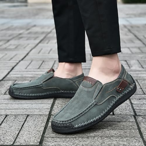 Mens Loafers Casual Slip on Shoes Business Lightweight Refreshing Classic Slippers Walking Driving Dark Green2