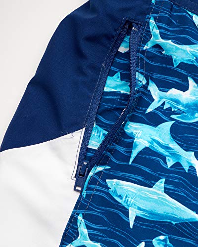 Body Glove Boys' Board Shorts - Upf 50+ Quick Dry Bathing Suit Swim Trunk (Size: 4-18), Size 10-12, Blue Sharks #TOP1