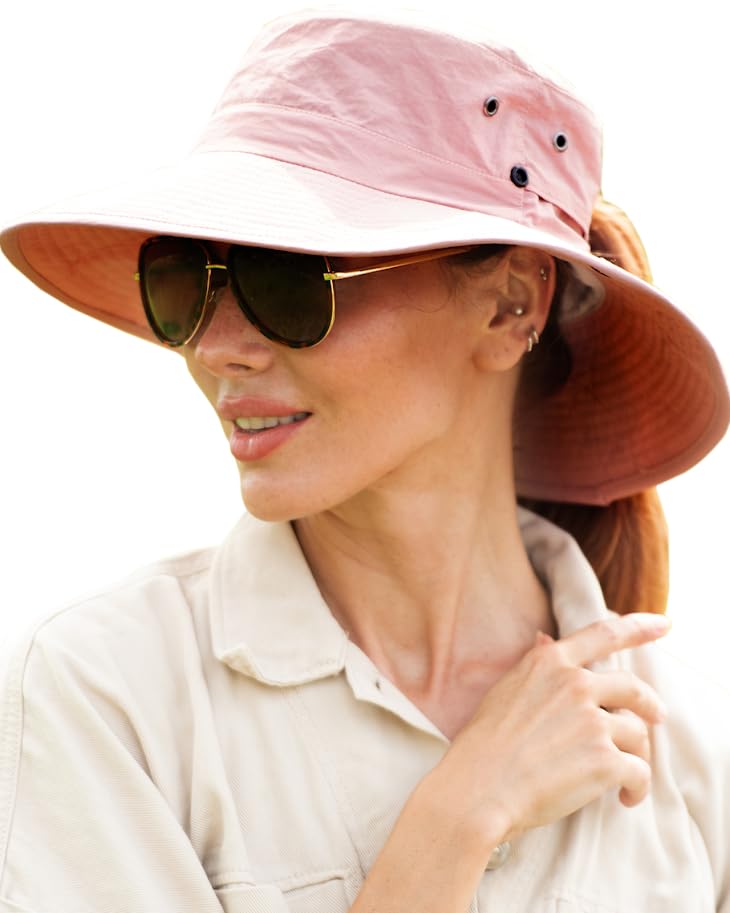 FURTALKSun Hats for Women Ponytail UPF 50+ Beach Summer Hat Wide Brim Packable Cowboy HatOEKO-TEX STANDARD 100