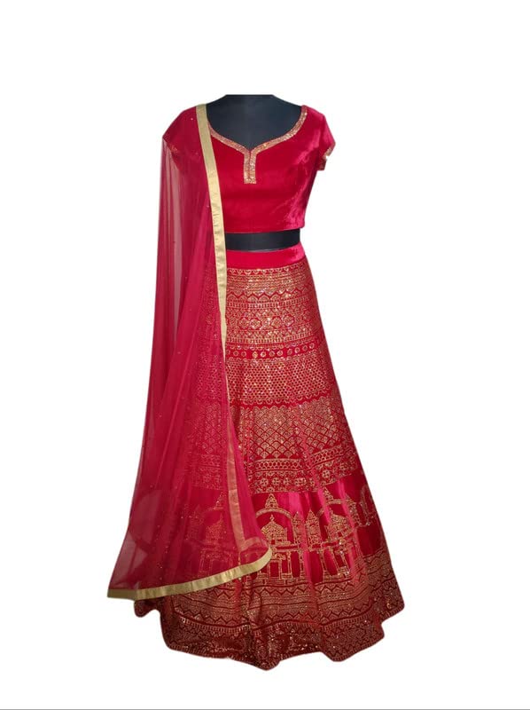 Rede Swaroski Pattern Suit For Girls By Resham Thread/AS-B_09