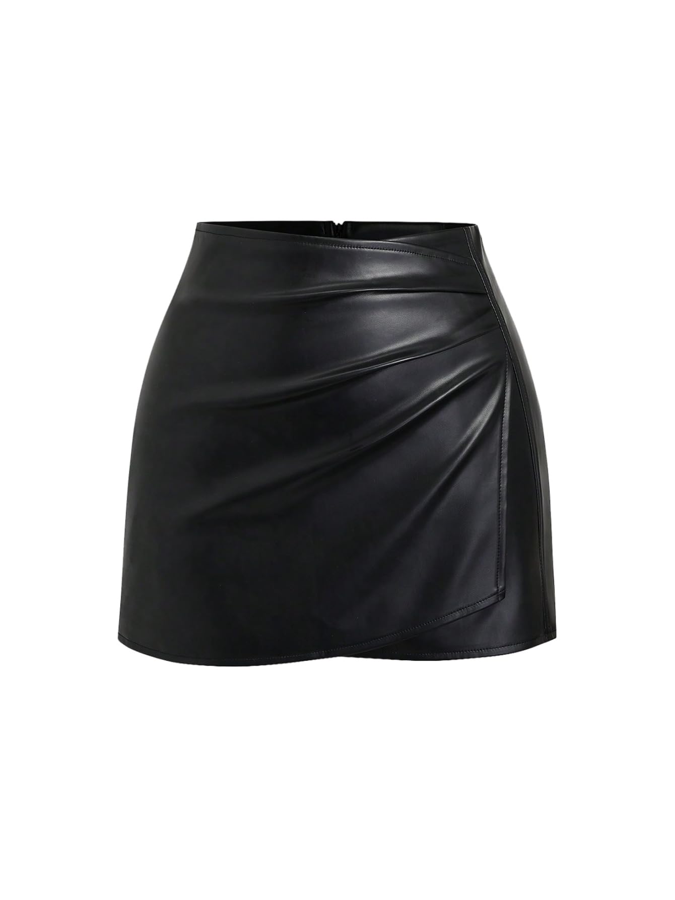 GORGLITTER Jupe courte moulante en cuir synthétique pour femme avec fermeture éclair - Mini jupe de loisirs - Jupe de fête - Tenue de festival