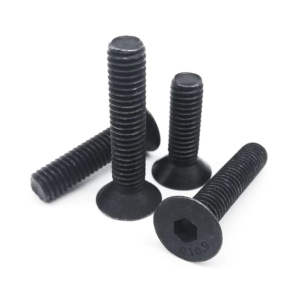 M2 M2.5 M3 M4 M5 M6 M8 Sechskant-Innensechskantschraube mit flachem Senkkopf, Inbusschraube, 304 A2 Edelstahl, schwarzer Stahl der Güteklasse 10.9(Stainless Steel,10pcs M8x35mm)