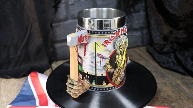Nemesis Now Iron Maiden Killers Tankard, Hand-Painted Resin, Officially Licensed Eddie Album Collectible, Rock Memorabilia, Stainless Steel Insert, 15.5cm