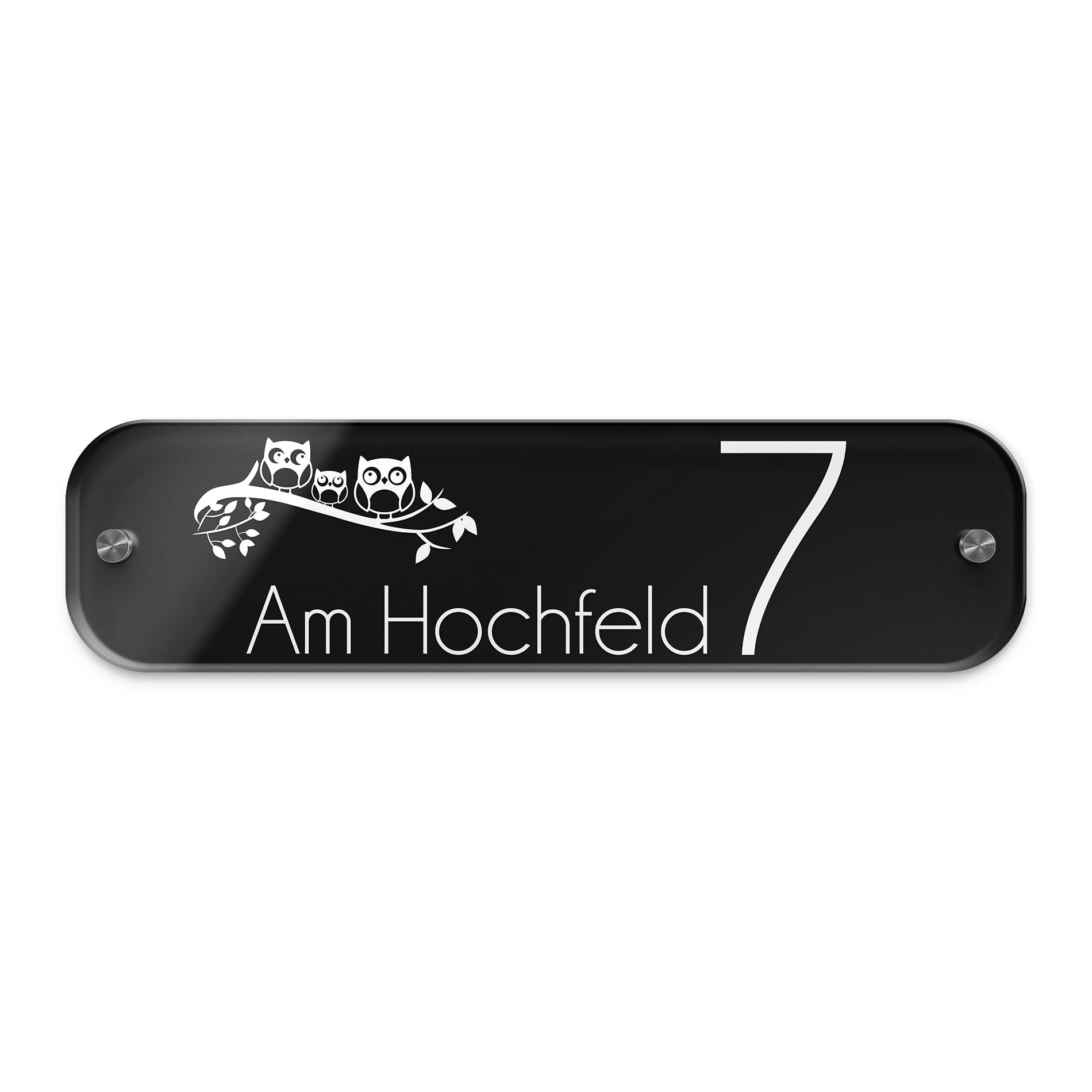 Große Hausnummer Anthrazit 7016 o. Schwarz mit Namen & Straße | Hausnummernschild - Straßenschild mit Wunschtext für draußen | Hausnummer Schild mit Gravur in länglicher Form - Größe: 38x10 cm