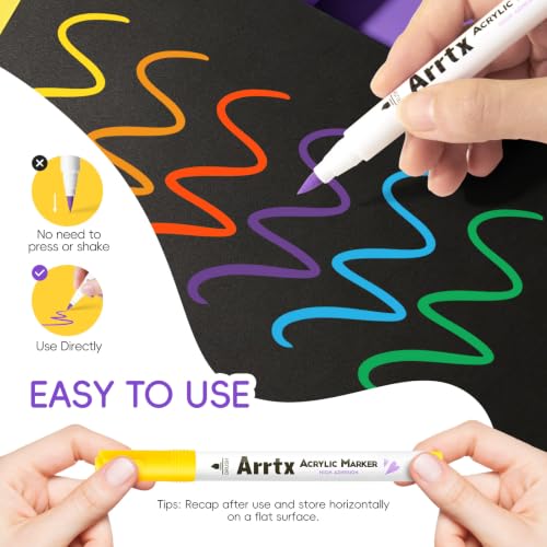 Image of Arrtx 150 Colors Markers Paint Pens, Acrylic Paint Pens for Artists Adults Coloring Drawing Cartoon Anime Comic - Brush Tip for Rock Painting, Wood, Canvas, DIY Crafts Making Art Supplies