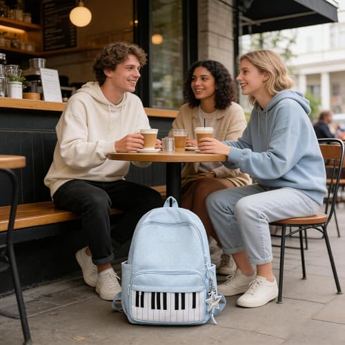 Mochila de gran capacidad con estampado de piano para portátil y maletín de negocios 6
