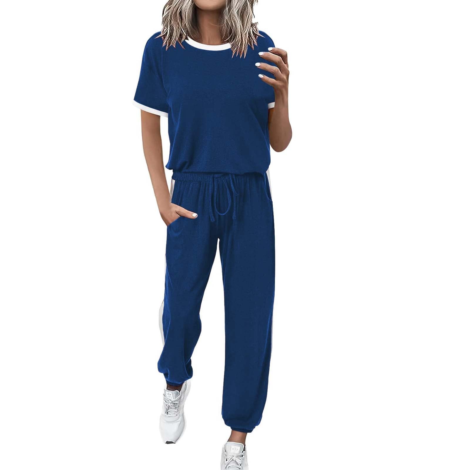 Completo Donna Estivo Casual Curvy Tute 2 Pezzi Leggera Cotone T-Shirt Maniche Corta E Pantaloni Larghi Set Coordinati Abbigliamento Completi Da Casa Elegante Taglie Forti Tuta Comodi Moda Spiaggia