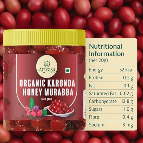 Image of Arivasa Karonda Honey Murabba 500g | Handcrafted & Naturally Sweetened with Pure Honey | Unprocessed Karonda Ka Murabba with No Preservatives | Supports Digestion & Immunity | Healthy Fruit Preserve Jar