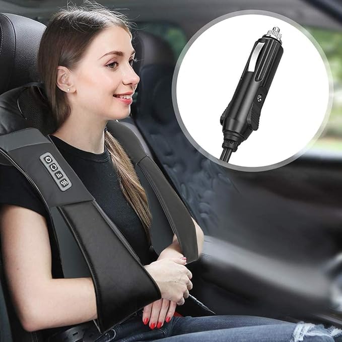 SQUADO Masajeador cervical de cuello Shiatsu 3D, 3 velocidades, 16 bolas de masaje, calefacción infrarroja para cuello, hombros, espalda, para coche, casa, oficina
