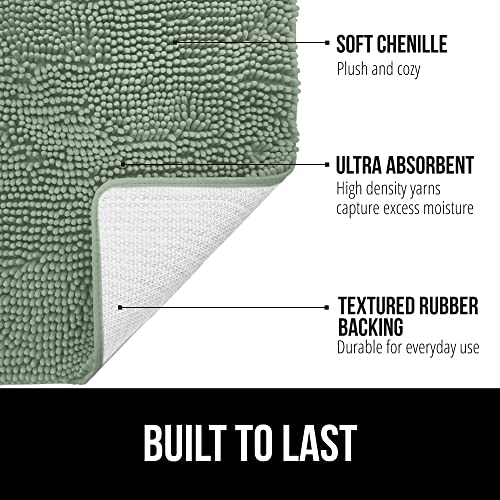 Image of GORILLA GRIP Bath Rug Mat 54x24, Thick Absorbent Chenille, Quick Dry Microfiber Mats, Rubber Backing Washable Shower Floor Rugs, Bathmat Runner, US Designed Bathroom Home Decor Accessories, Sage