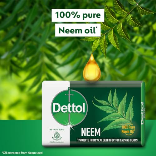 Image of Dettol Neem Bathing Soap Bar With Pure Neem Oil, 75G (Buy 3 Get 1 Free), Combo Offer On Bath Soap