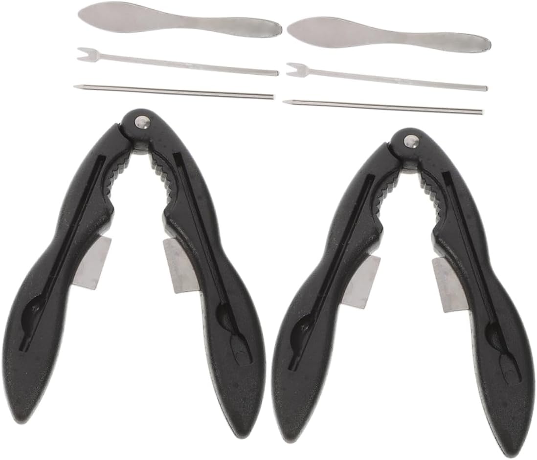 2 Sets Stainless Steel Crab Crackers and Forks Portable Seafood Tools for Effortless Shell Cutting and Enjoying Crab Roe for Family Gatherings and Parties Black