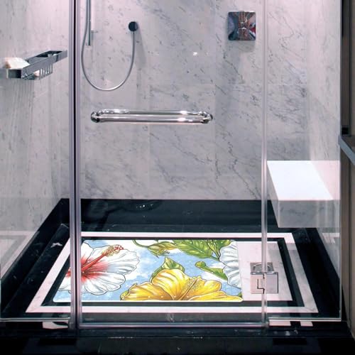 Alfombrilla de baño de hibisco para transformar tu ducha en un spa relajante 7