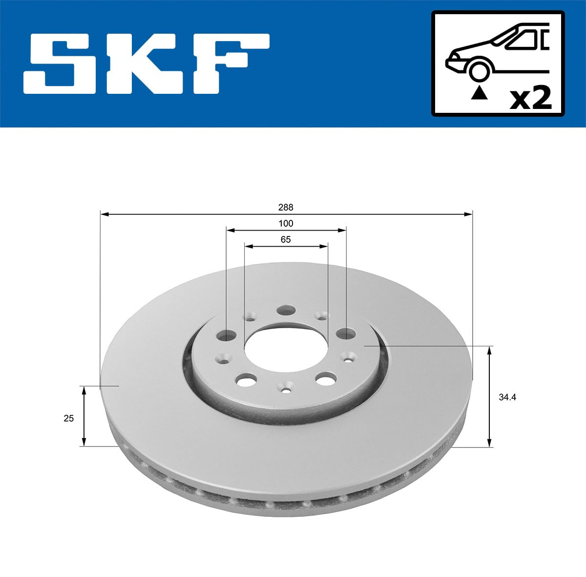 SKF Tarcza hamulcowa VKBD 80074 V2-zestaw 2-częściowy - pozycja oś przednia średnica zewnętrzna 288 mm wysokość 80 mm długość 325 mm szerokość 315 mm - jakość OE