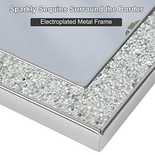 Iziddo 8X10 Picture Frames Set Of 2, Silver Sequins Bling Glitter Photo Frame, Made Of Metal And Real Glass, For Wall Or Tabletop Display (Silver, 8X10 #TOP1