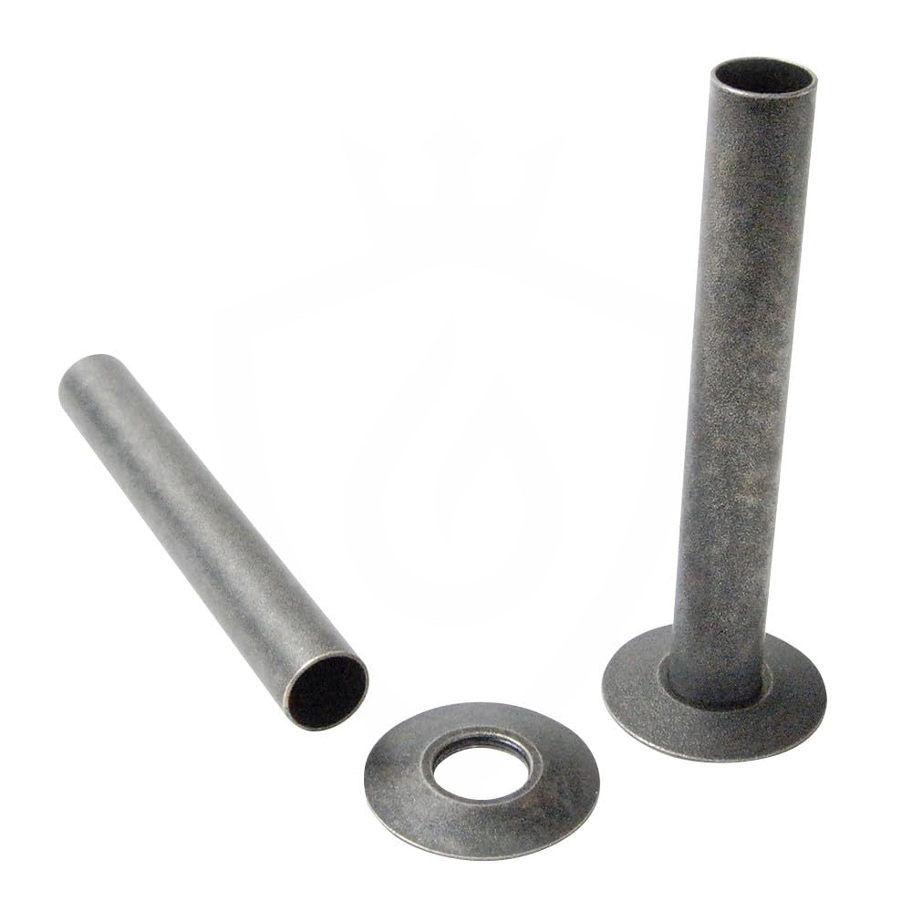 Old English Pewter Pipe Shrouds & Collars Pair for Radiators & Towel Rails 130mm — image 1