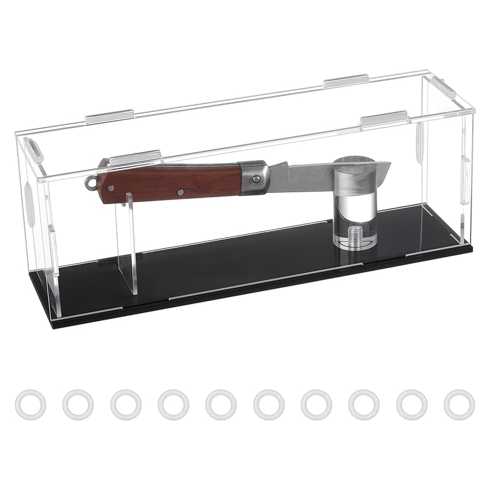 Présentoir Couteaux Acrylique Transparent Avec Base Noire - Boîte Vitrine Avec Couvercle Amovible Pour Collection