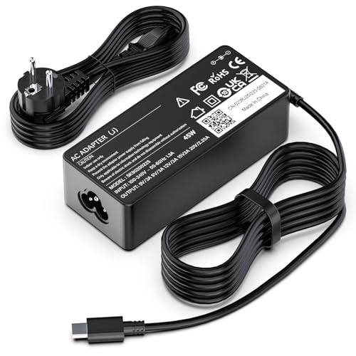 Cargador 45W USB C Portátil Adaptador Alimentación Compatible con HP, DELL, para Lenovo, Acer, ASUS, Samsung, Google, Ampliamente Compatible con Más Dispositivos con Interfaz Tipo-c