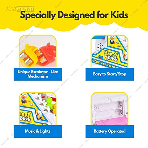 Image of Kids Mandi Duck Roller Coaster Slide Toy Set |3 Cute Ducklings Climbing Stairs automatically with Lights & Music | Electric Duck Chasing Race Track Set | Small ducks climbing stairs toy set