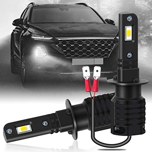 OPL5 Ampoule H1 LED Mini Design Puces améliorées Phares antibrouillard 12000LM 40W 6000K Xénon Blanc Tout-en-un H1 LED Kit de conversion de phare de voiture, Plug and Play (2PCS)