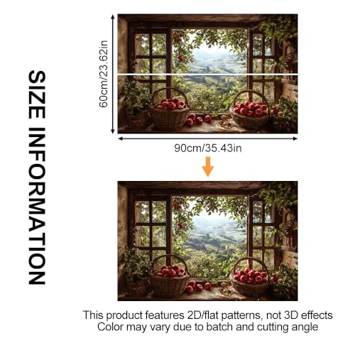 Image of Apple Harvest Window Backsplash Peel and Stick, 35.4x23.6 in