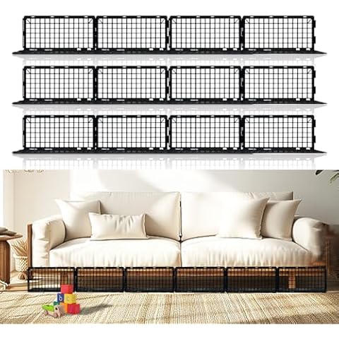 KEOHOLI 12 Pack Under Couch Blocker,Under Bed Blocker for Pets Plastic Stopper,Couch Guards Gap Bumper Stop Things Going Under Bed or Sofa Couch(6.6" H x 14.5" L) Cover