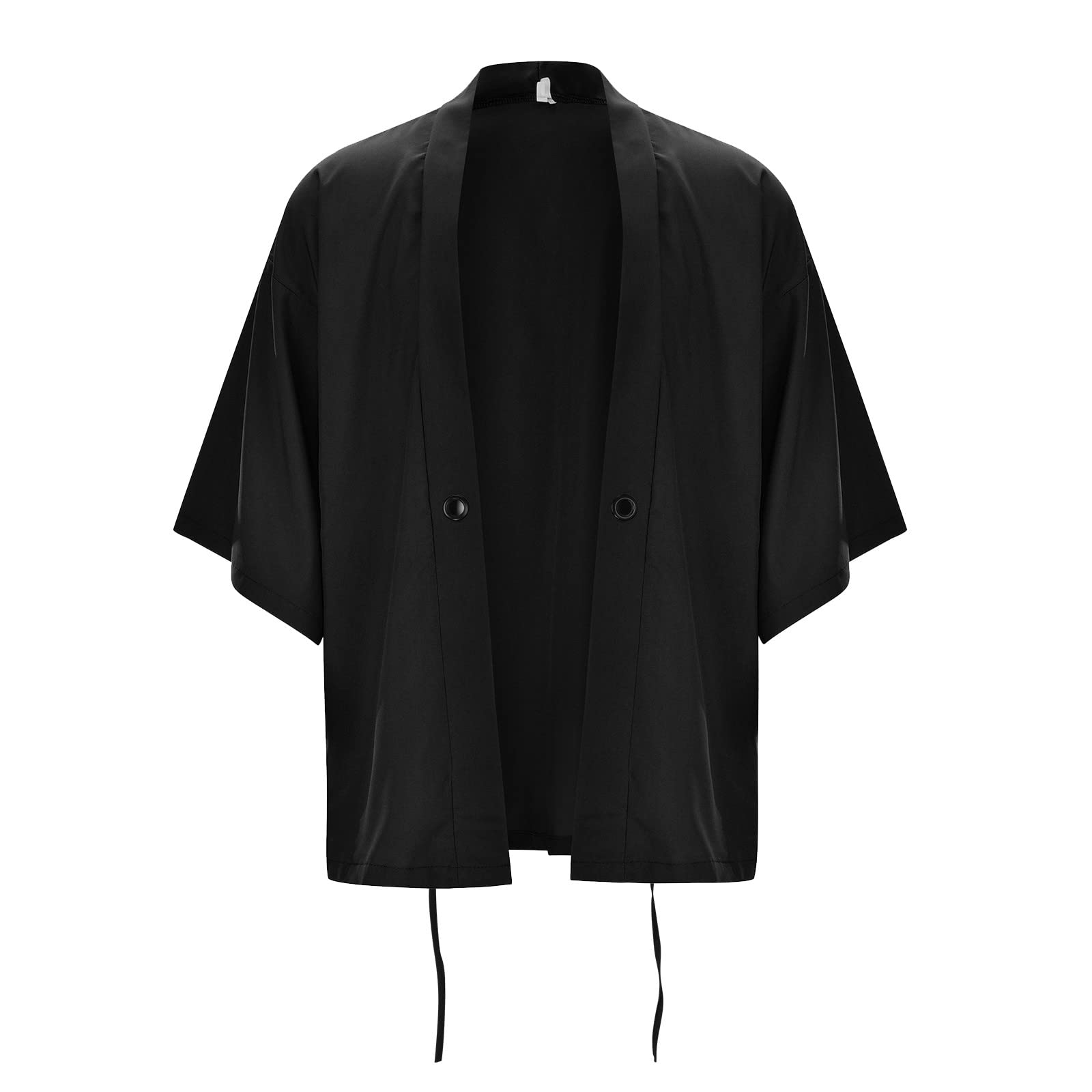 Beokeuioe Kimono de playa para hombre, albornoz japonés de lino, cárdigan frontal abierto, camisas, albornoz, bata, bata de 7 mangas, chaqueta de verano