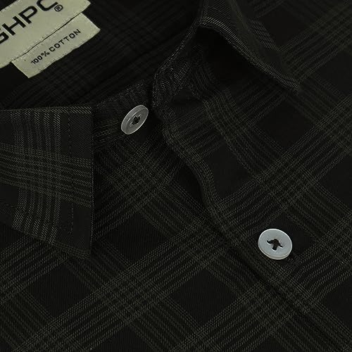 Image of GHPC 100% Cotton Checkered Half Sleeves Regular Fit Formal Shirt for Men