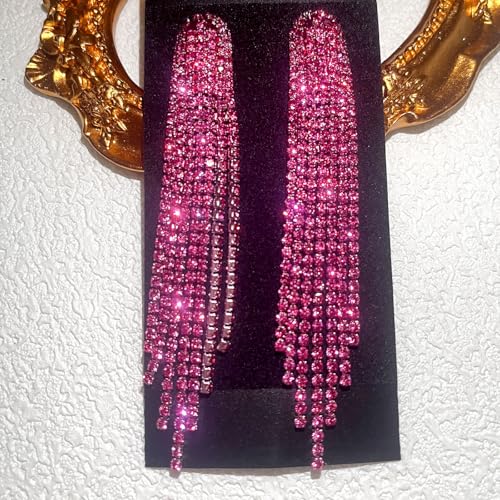 Silver Prom Earrings for Women Rhinestone Tassel Earring Sparkly Long Crystal Cz Drop Earrings Wedding Party Prom Earring Bow Rhinestone earring Party Jewelry Gifts for Women3