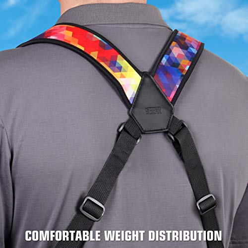 Image of USA Gear DSLR Camera Strap Chest Harness with Quick Release Buckles, Geometric Neoprene Pattern and Accessory Pockets - Compatible with Canon, Nikon, Sony Point and Shoot and Mirrorless Cameras