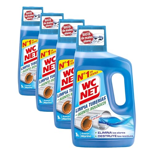 WC Net Limpia Tuberías con Agentes Biológicos, 1L (Paquete de 4)
