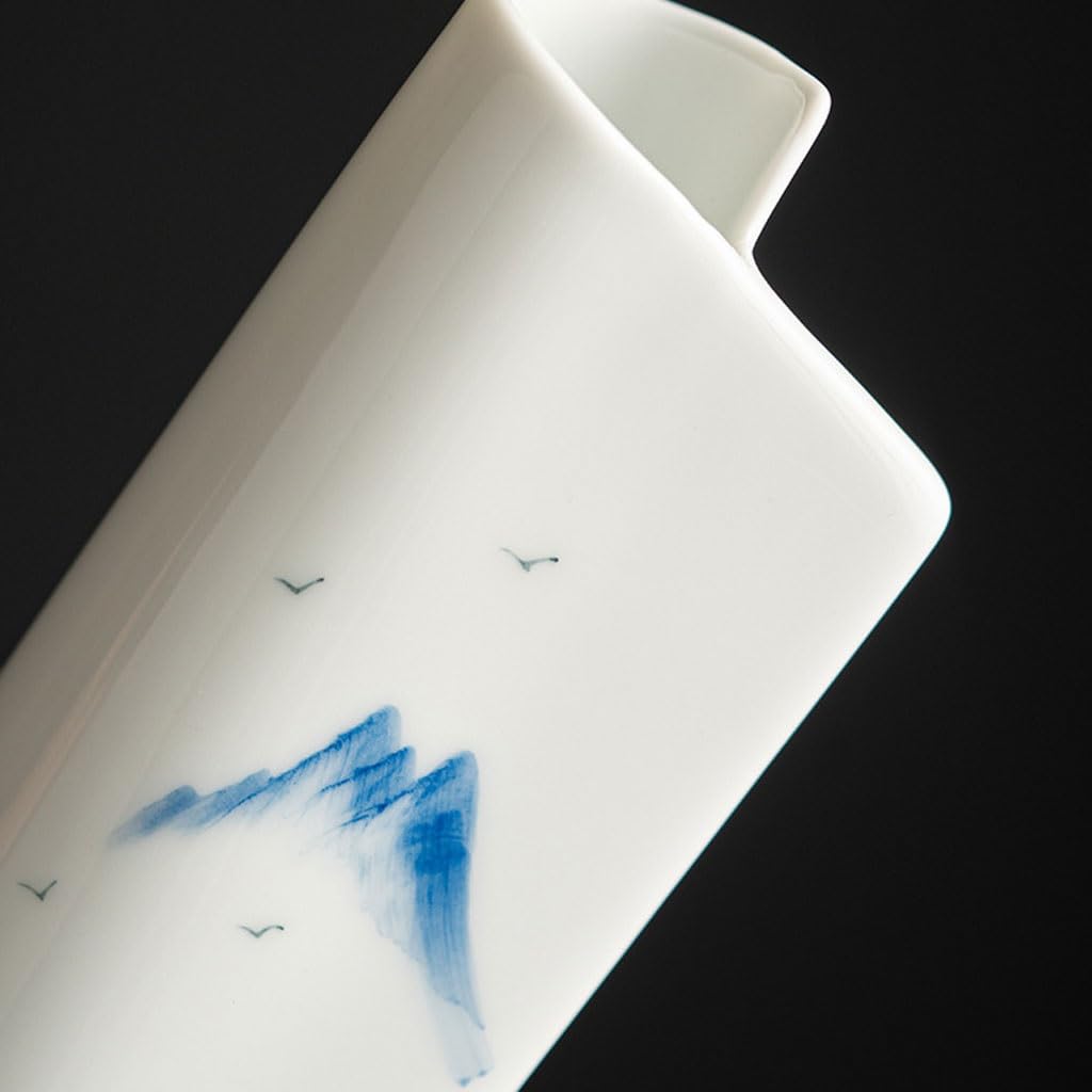 Vaso Composizione floreale retrò a forma di scorrimento Vasi di fiori in ceramica blu e bianchi dipinti a mano for la decorazione di piccoli vasi domestici Vaso In Ceramica