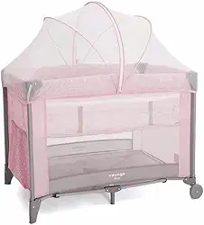 Berço Cercado Portátil p/Bebê Sleep 18kgs Rosa Claro Voyage