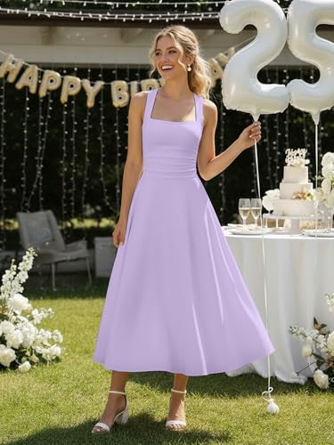 Image of Kaximil Women's Square Neck Corset A Line Maxi Dress Ruffle Ruched Waist Flowy Long Dresses