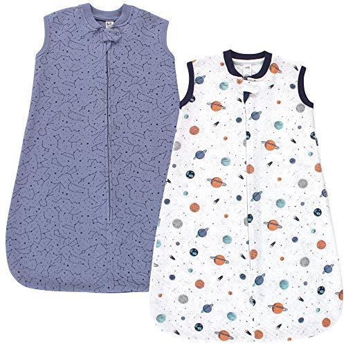 Image of Hudson Baby Unisex Baby Premium Quilted Sleeveless Sleeping Bag and Wearable Blanket, Space, 0-6 Months