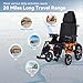 Lightweight Foldable Electric Wheelchair,Reclining Electric Wheelchairs for Adults,Compact Portable All Terrain Power Wheelchair,20