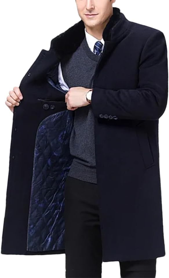 Haitpant Autumn Winter Wool Long Trench Coat, Men's Wool Jackets, Warm Overcoat
