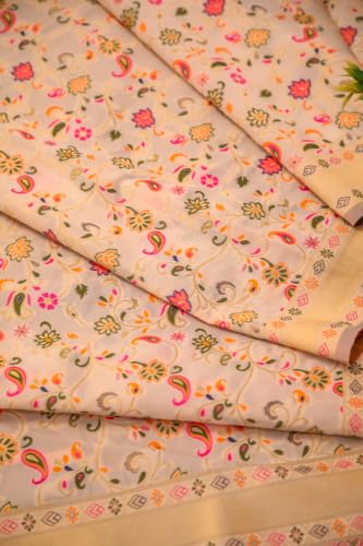 Image of DEVANGI Women's Woven Banarasi Silk Dupatta /Chunni For Women, Floral Print 1 Meter Wide and 2.3 Meter Length Printed Designer Dupatta /Chunni For Girls