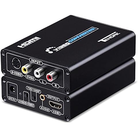 Tendak 3RCA AV CVBS Composite & S-Video R/L Audio to HDMI Converter Adapter Support 720P/1080P with 3RCA S-Video Cable for DVD PS3 Xbox HDTV Cover