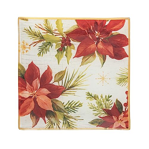 Gallerie II Poinsettia Christmas Slump Glass Red