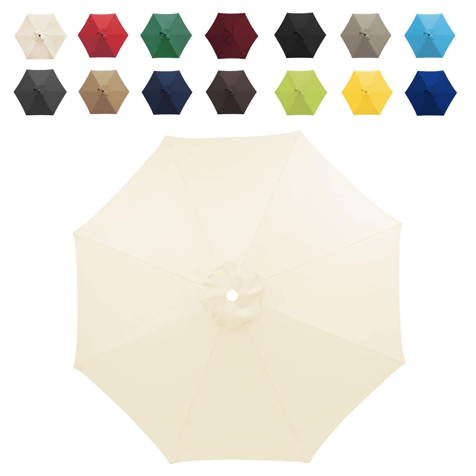 GZDXBF Replacement Fabric Garden Parasol Canopy Cover For 200cm/270cm/300cm +6 Arms/8 Arms Parasol, Premium Quality Patio Umbrella Replacement(Color:White,Size:6 ribs-2.7m(8.8ft))