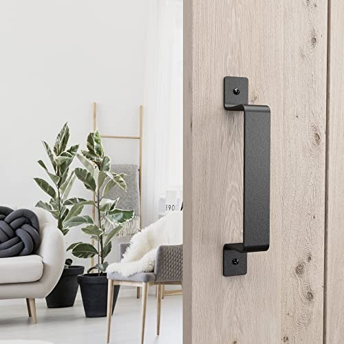Sankeytew Barn Door Pull Handle Black Steel Hardware For Sliding Door Gate Cabinet Closet Drawer Garage Shed, Rustic Style (2 Pcs) #TOP4