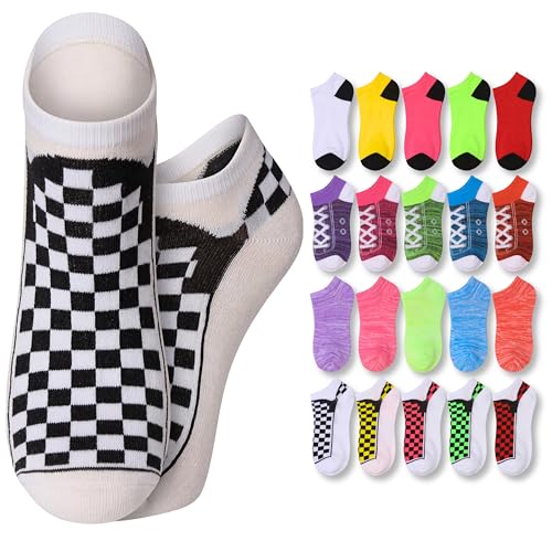 Image of Tipi Toe Women's 20 Pack Colorful Low Cut Socks - Lightweight, Breathable Design for All-Day Comfort Sizes 9-11 /10-13