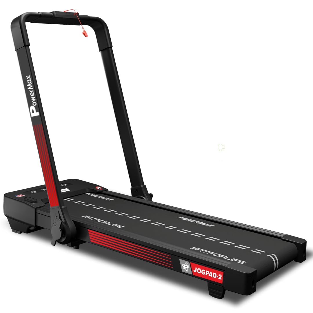 PowerMax Fitness Jogpad-2 Ultra Slim DC Motorised Treadmill for Home & Walking Pad, Max User Weight 120 Kg, Max Speed, 15 Km/