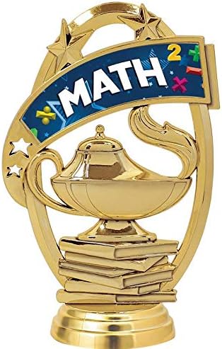 Crown Awards Math Trophies with Custom Engraving, 7.25" Personalized Mathematics Kids Trophy On Deluxe Round Base