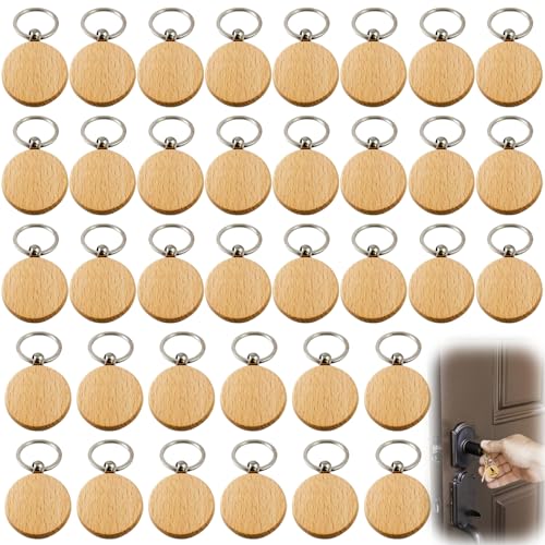 36 portachiavi in legno bianco fai da te portachiavi rotondo in legno, 4 x 4 cm, portachiavi fai da te in legno, portachiavi scrivibile per pittura, fai da te, decorazione, no, NO